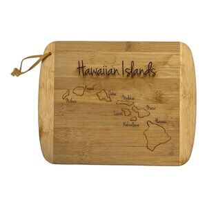Totally Bamboo Hawaiian Islands Bamboo Cutting Board Wall Decor Engraved Map